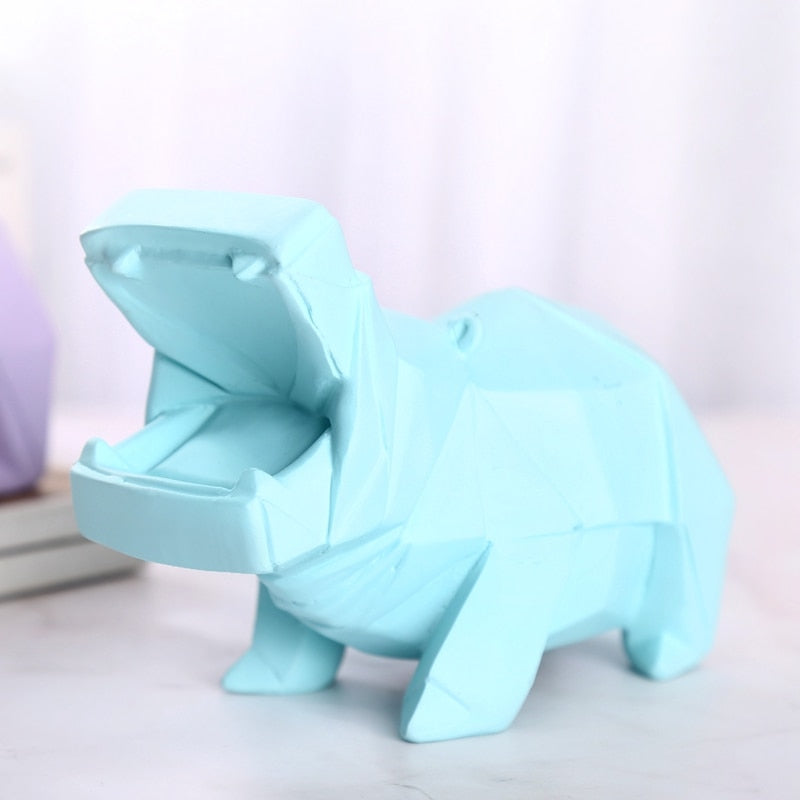 Tirelire design hippopotame Bleu